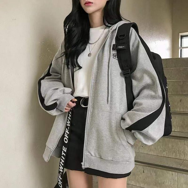 Qoo10] 灰色の韓国パーカー 制服コートスカートを