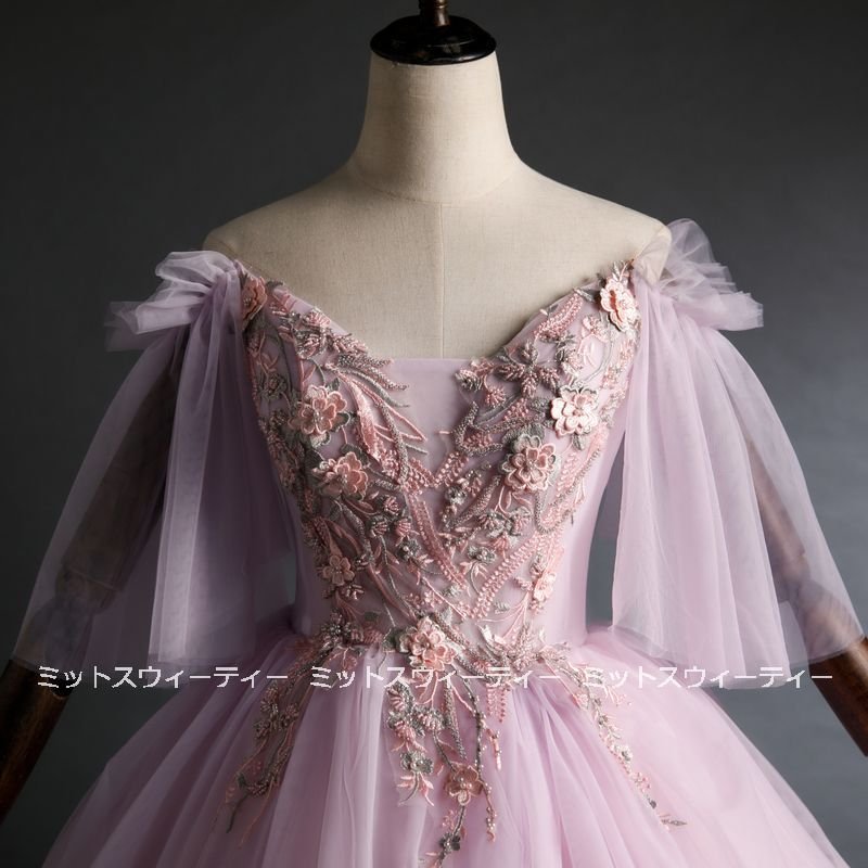 カラードレス 演奏会 結婚式 ロング プリンセスライン 披露宴 ウエディングドレス イブニングドレス