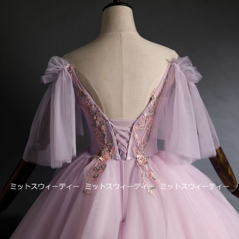 カラードレス 演奏会 結婚式 ロング プリンセスライン 披露宴 ウエディングドレス イブニングドレス