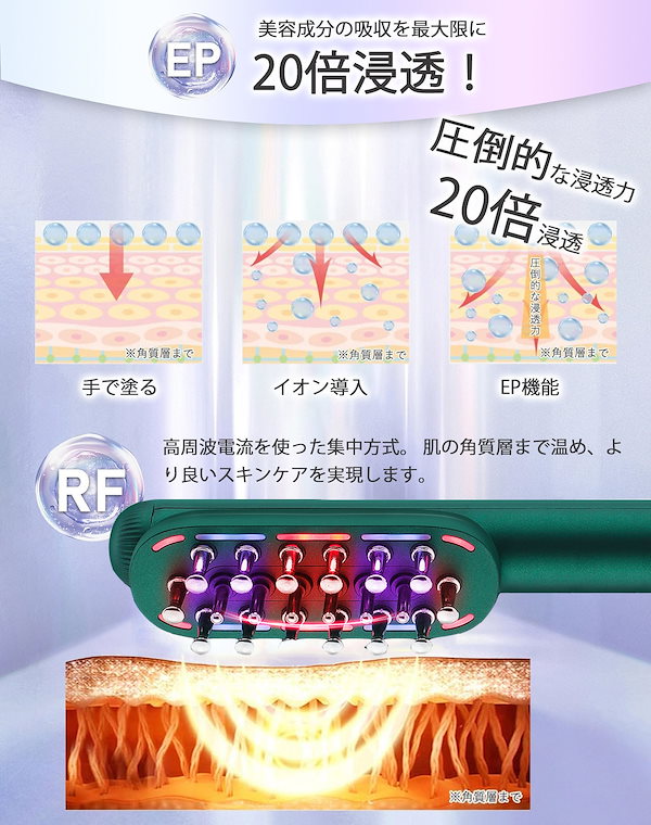 Qoo10] 頭皮ブラシ RF 美顔器 電気ブラシ e