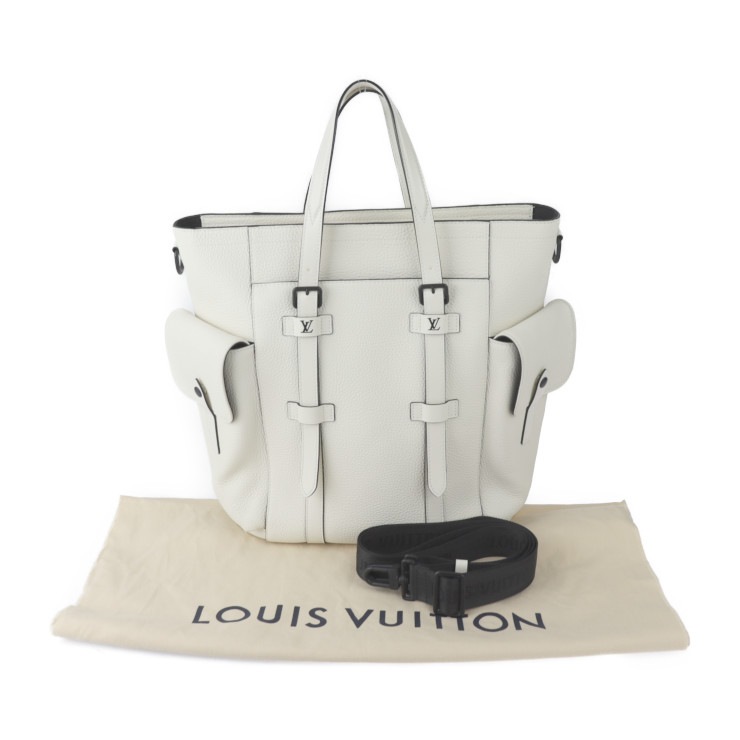 美品 LOUIS VUITTON ルイ ヴィトン トートバッグ M58477 クリストファー トート トリヨンレザー ブロン ホワイト系 マットブラック金具 2WAY ショルダーバッグ ビトン 本物保 美品 LOUIS VUITTON ルイ ヴィトン トートバッグ M58477 クリストファー トート トリヨンレザー ブロン ホワイト系 マットブラック金具 2WAY ショルダーバッグ ビトン 本物保