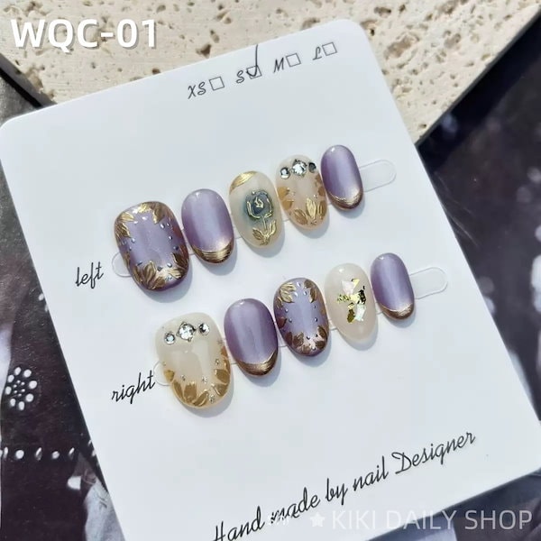 Qoo10] 100%ハンドメイド ネイルチップ 和風