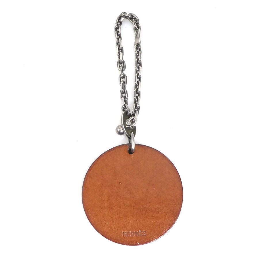 エルメス HERMES チャーム アニマルモチーフ くま レザー/メタル ブラウン/シルバー レディース e60808n