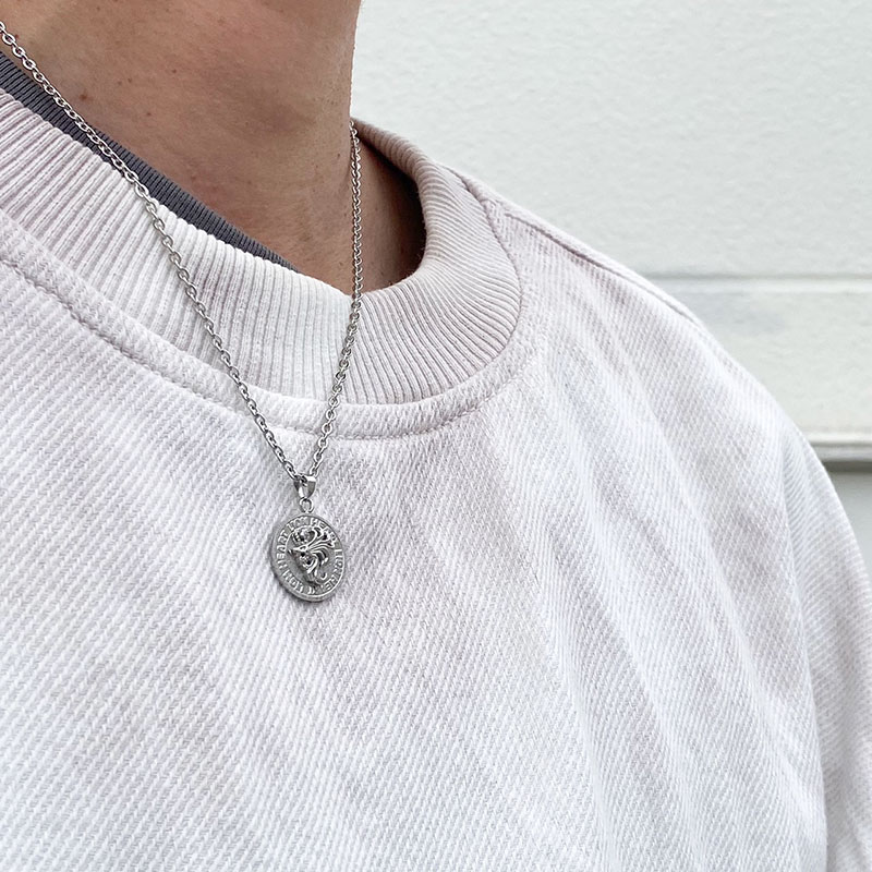 ハウル コイン ネックレス ステンレス クリアジルコニア メンズ ブランド 彼氏 プレゼント ハウル コイン ネックレス ステンレス クリアジルコニア メンズ ブランド 彼氏 プレゼント