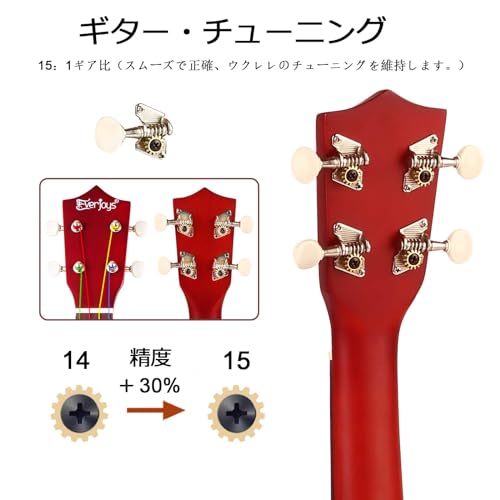 ソプラノウクレレ ビギナーパック 21インチ 虹弦付き 木製ウクレレ ギグバッグ 速習ソングブック ピック オールインワンキット