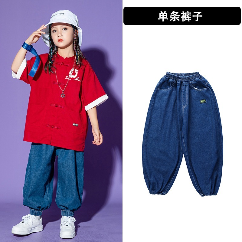 全国トレンドストリートダンスパフォーマンス服男性と女性ヒップホップ半袖漢服スーツ子供ヒップホップドラムセット中国風の服