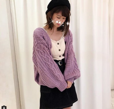 愛されゆるニットカーディガン☆キュート♡ ♡ デートやお出かけに◇ピンクパープルptre399 愛されゆるニットカーディガン☆キュート♡ ♡ デートやお出かけに◇ピンクパープルptre399