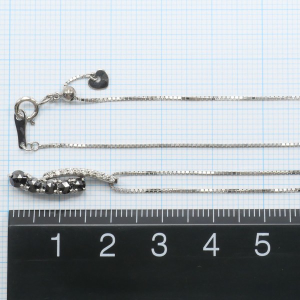 K18 18金 WG ネックレス ブラックダイヤ 0.40 ダイヤ 0.07 ジュエリー 中古