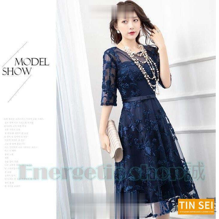 ワンピース レディース パーティードレス レース マキシ丈 7分袖 オールインワン お呼ばれ 40代 結婚式 二次会 披露宴 パーティー 忘年会 XS~XXL