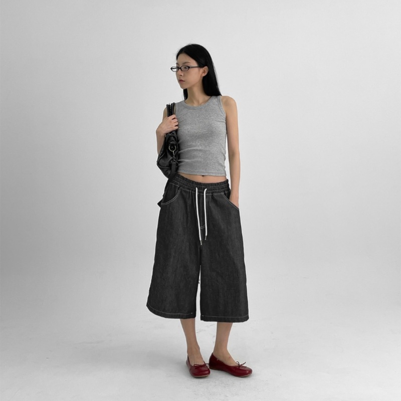 ブラックアップベディルノンフェードパッチバミューダデニムパンツ ブラックアップベディルノンフェードパッチバミューダデニムパンツ