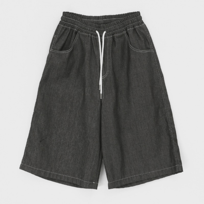 ブラックアップベディルノンフェードパッチバミューダデニムパンツ ブラックアップベディルノンフェードパッチバミューダデニムパンツ