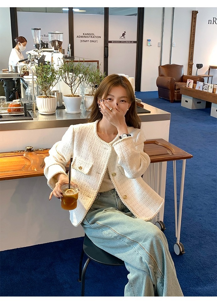 ジャケット ノーカラー ジャケット 長袖 ラウンドネック ボタンダウン ストレート フェミニン ポケット 前開き ツイード ボタン かわいい 大人可愛い きれいめ オフィス 20代 オルチャン ジャケット ノーカラー ジャケット 長袖 ラウンドネック ボタンダウン ストレート フェミニン ポケット 前開き ツイード ボタン かわいい 大人可愛い きれいめ オフィス 20代 オルチャン