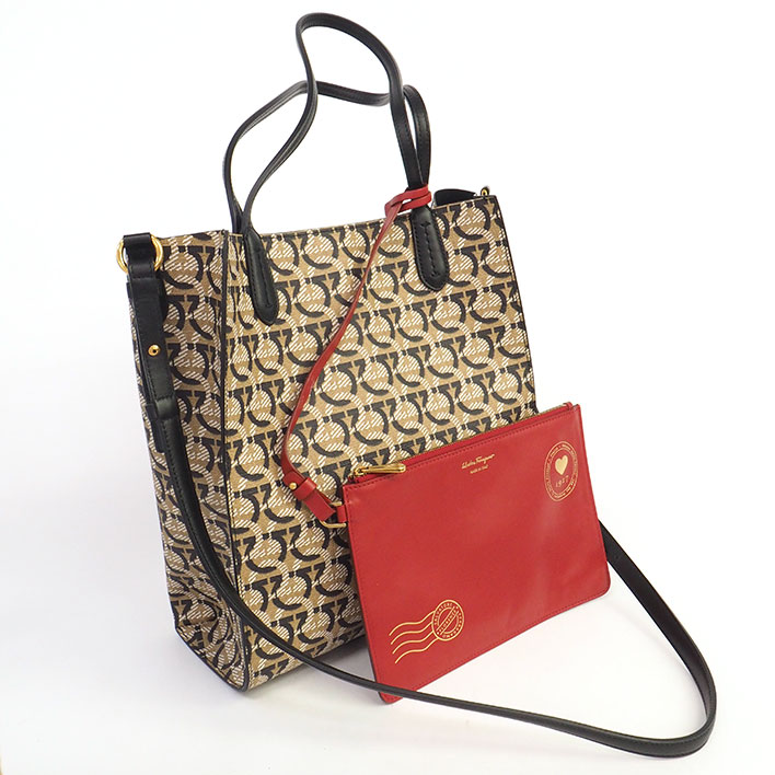 【美品】サルヴァトーレ フェラガモ モノグラム 2WAY ショルダーバッグ ガンチーニ AU-21/H993 レディース【トートバッグ】 【美品】サルヴァトーレ フェラガモ モノグラム 2WAY ショルダーバッグ ガンチーニ AU-21/H993 レディース【トートバッグ】