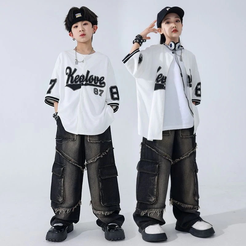 街舞児童潮服セットhiphop男児ヒップホップ格好いい街ジャズダンスショーショー衣装ドラム