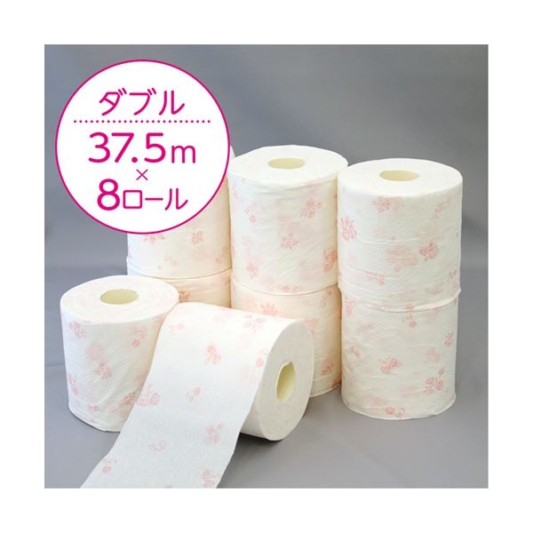 (まとめ) 日本製紙クレシア クリネックス コンパクト フラワープリント ダブル 芯あり 37.5m 香り付き 1パック(8ロール) (×5セット)