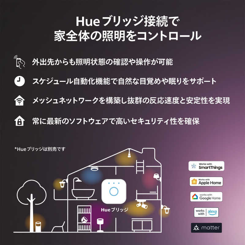 フィリップス　PHILIPS　Philips Hue フィラメント ホワイトグラデーション LED電球 エジソン形［E26 /一般電球形 /40W相当 /1個 /広配光タイプ］　PHFL64