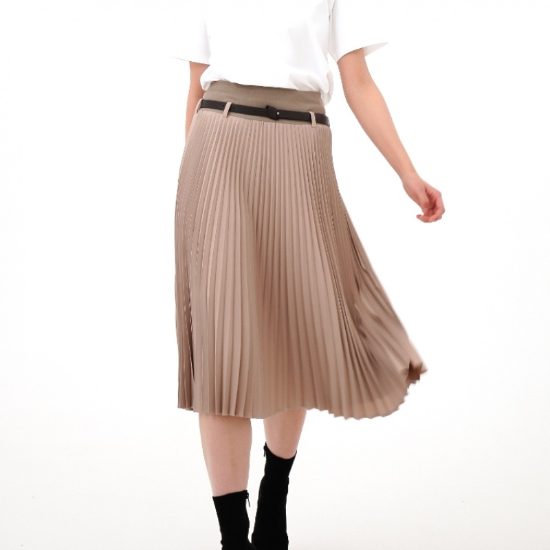 ACUD ベンディングプリーツスカート_ベージュ