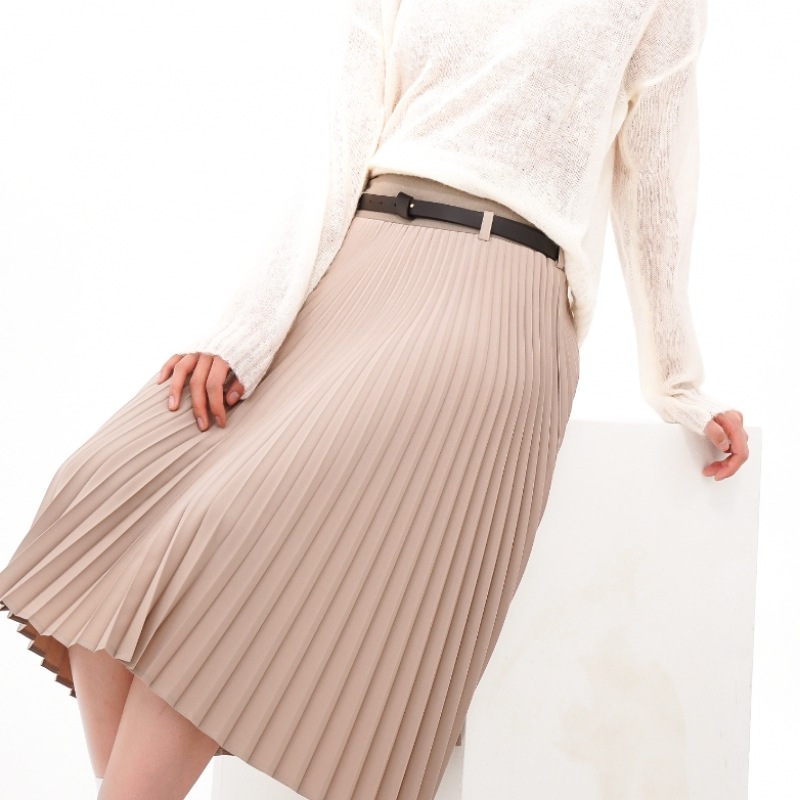 ACUD ベンディングプリーツスカート_ベージュ