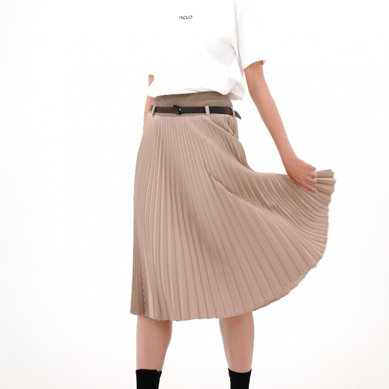 ACUD ベンディングプリーツスカート_ベージュ