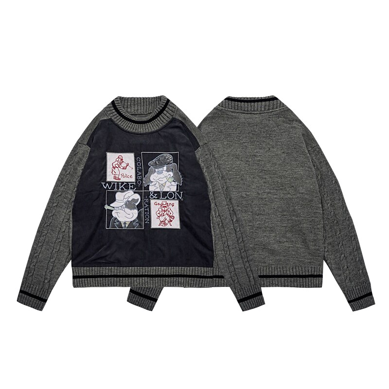 ニットセーター レディース 人気 刺繍 カトゥーン 韓国 クルーネックニット トップス ゆったり ニットセーター レディース 人気 刺繍 カトゥーン 韓国 クルーネックニット トップス ゆったり