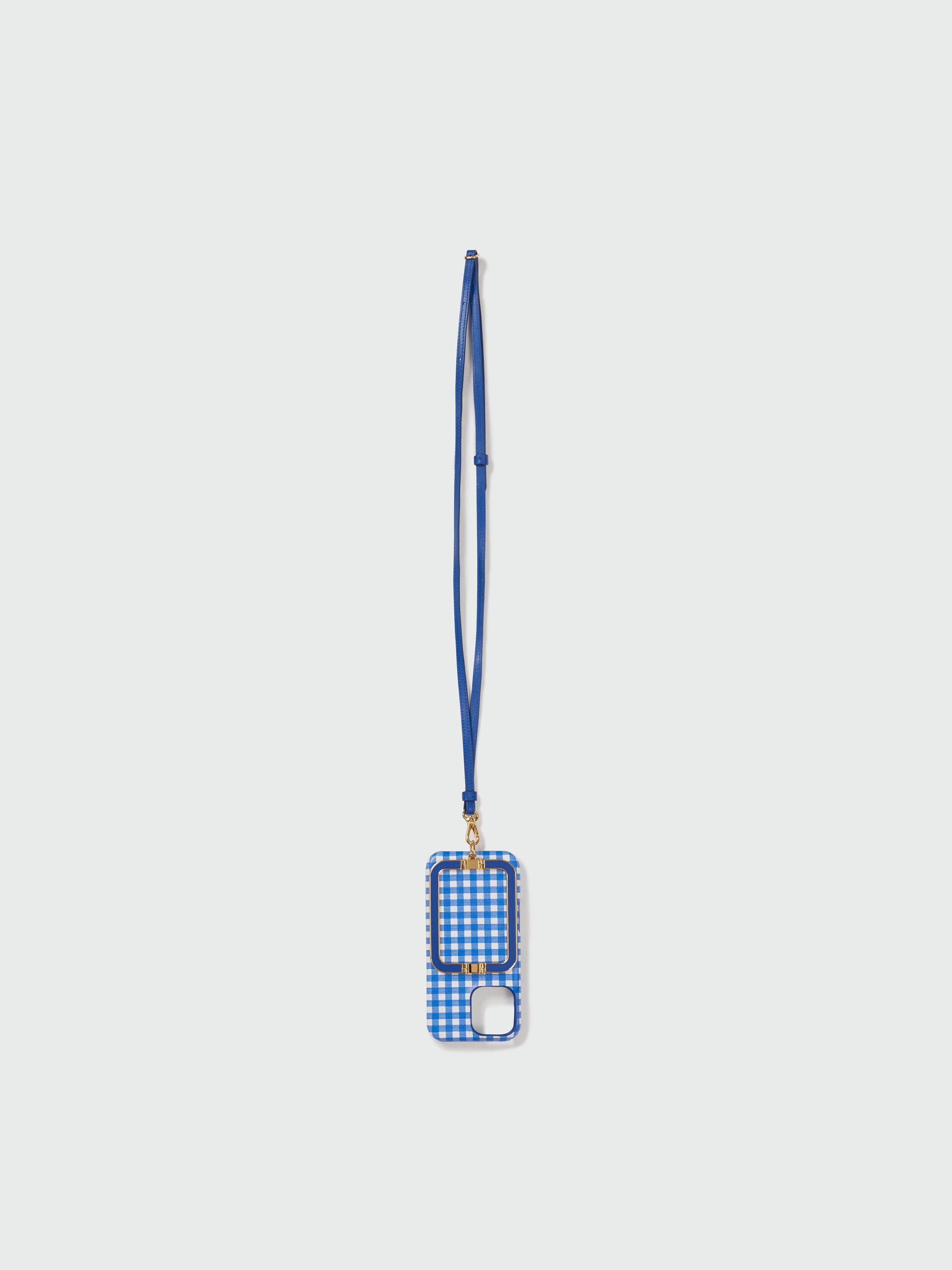 【EENK】Phone Case with Leather Strap Blue Check EENK SHOP