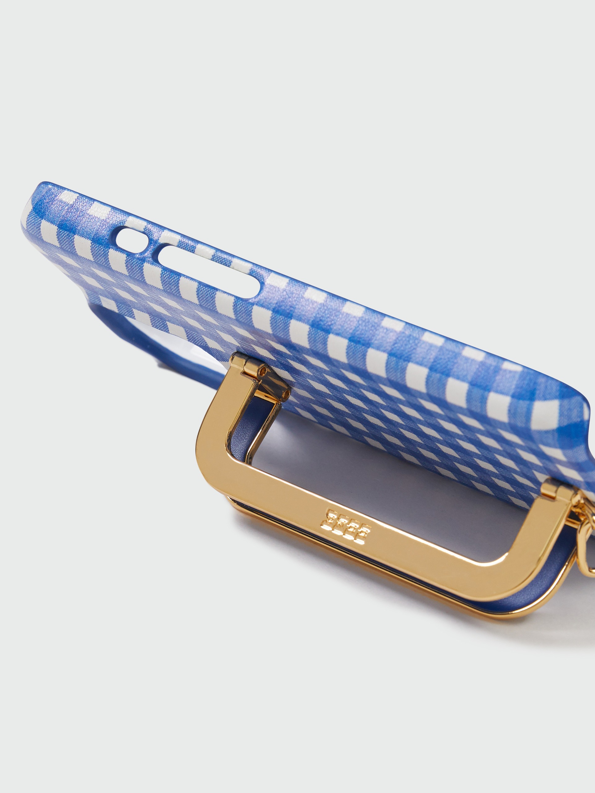【EENK】Phone Case with Leather Strap Blue Check EENK SHOP