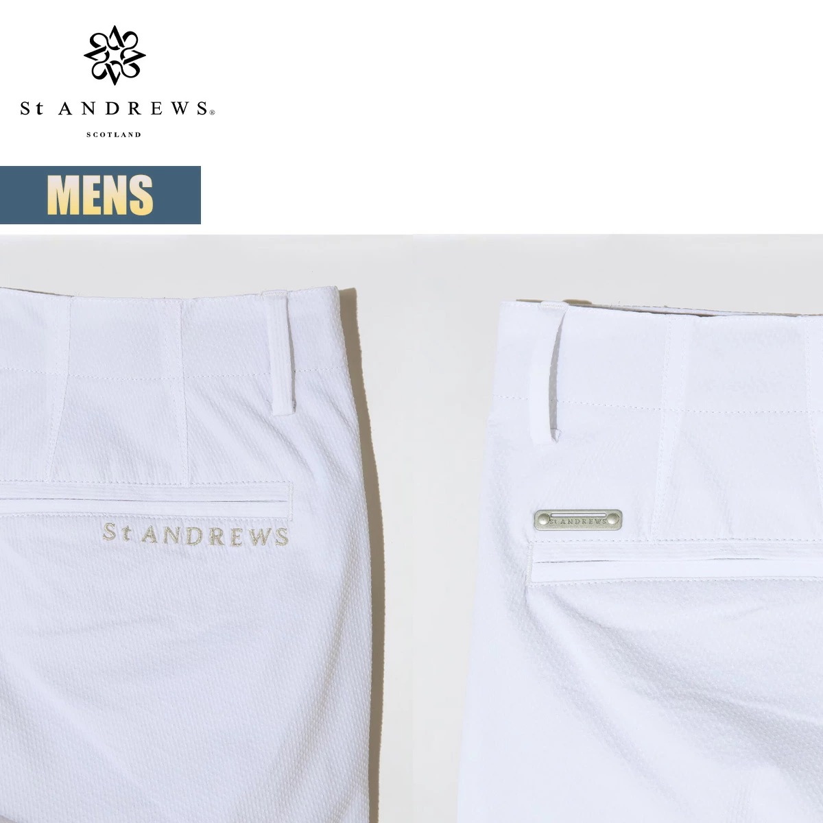 パンツ メンズ サッカーストレッチパンツ ゴルフウェア ゴルフパンツ ロングパンツ ボトムス ブラック ホワイト ベージュ シンプル