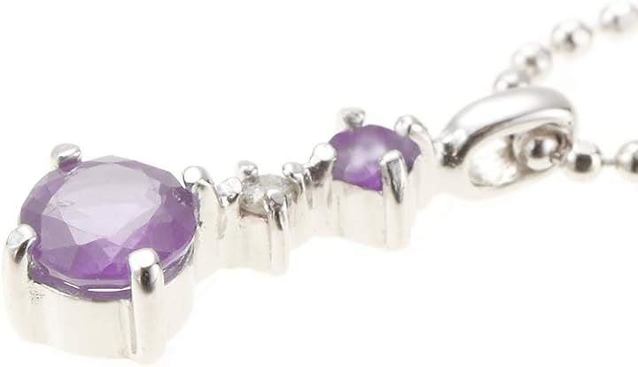 アメジスト スリーストーン 天然ダイヤモンド シルバー925 2月の誕生石 ジュエリーポーチ 宝石鑑別書カード 紫水晶 ネックレス レディース(パープル) アメジスト スリーストーン 天然ダイヤモンド シルバー925 2月の誕生石 ジュエリーポーチ 宝石鑑別書カード 紫水晶 ネックレス レディース(パープル)