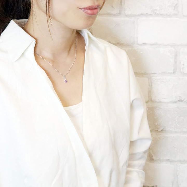 アメジスト スリーストーン 天然ダイヤモンド シルバー925 2月の誕生石 ジュエリーポーチ 宝石鑑別書カード 紫水晶 ネックレス レディース(パープル) アメジスト スリーストーン 天然ダイヤモンド シルバー925 2月の誕生石 ジュエリーポーチ 宝石鑑別書カード 紫水晶 ネックレス レディース(パープル)