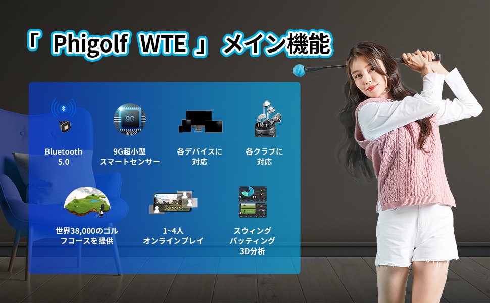 自宅でゴルフの練習！スマホテレビでシミュレーションゴルフのファイゴルフ　世界38000コースを体験できるワールドツアーエディション
