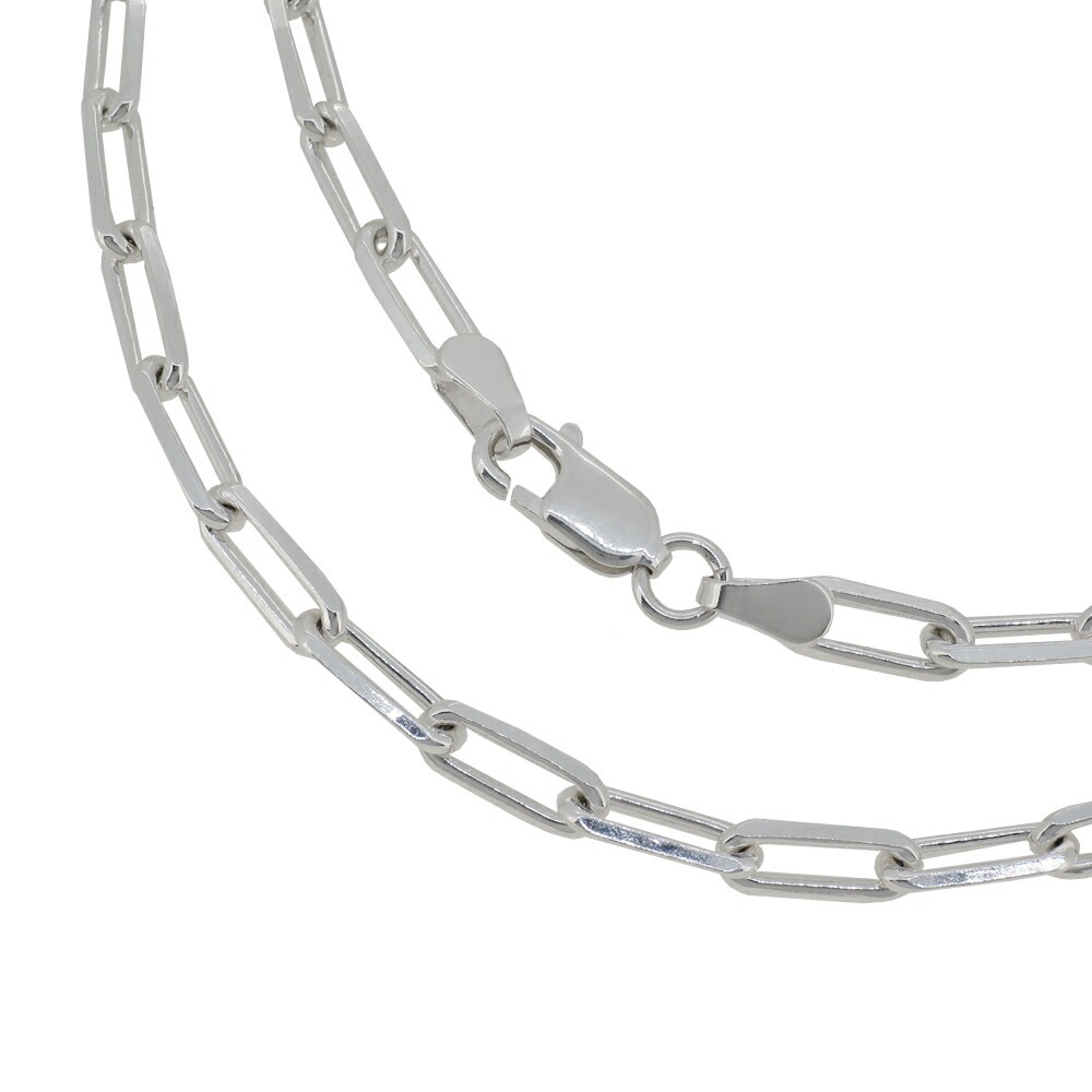 シルバーチェーン ネックレス チェーン 長あずきチェーン4面カット 幅約3.8mm 45cm