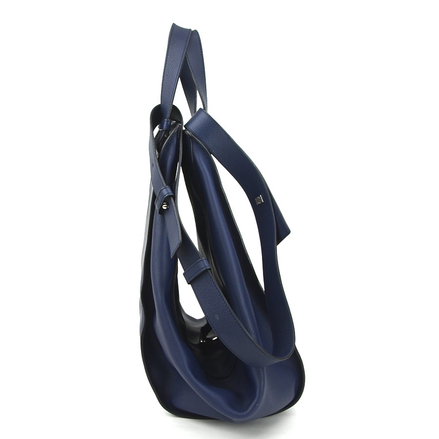 ロエベ LOEWE ハンドバッグ ショルダーバッグ ハンモック レザー ネイビー シルバー レディース e59236g