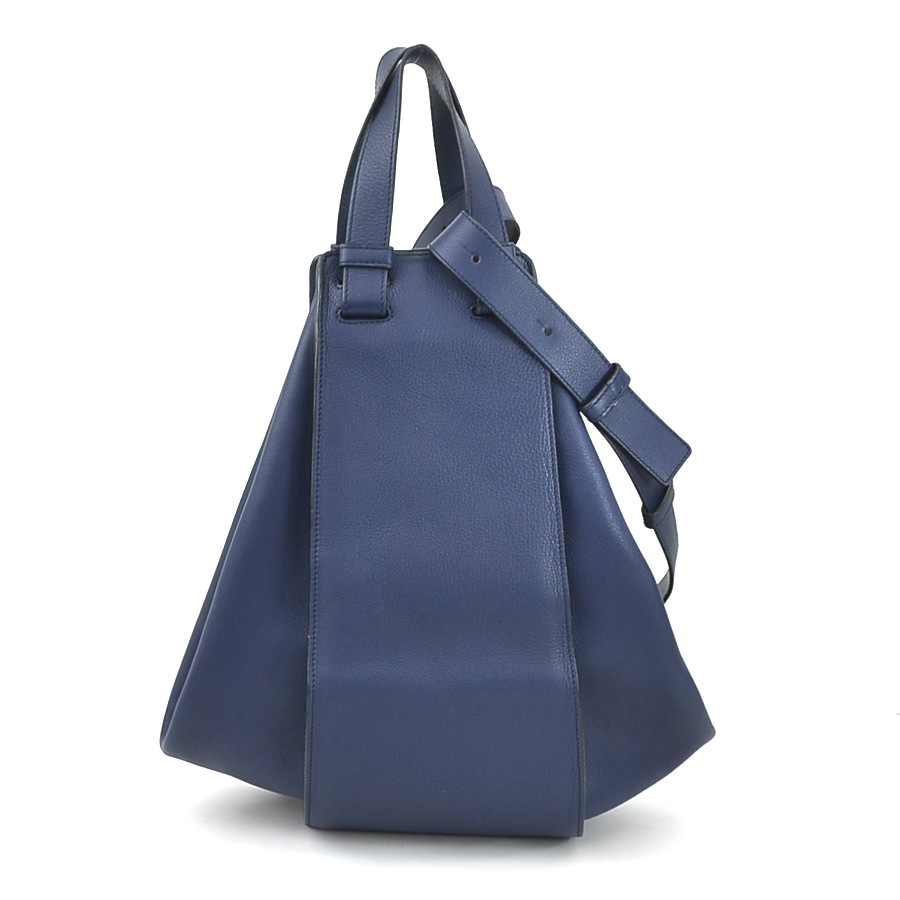 ロエベ LOEWE ハンドバッグ ショルダーバッグ ハンモック レザー ネイビー シルバー レディース e59236g