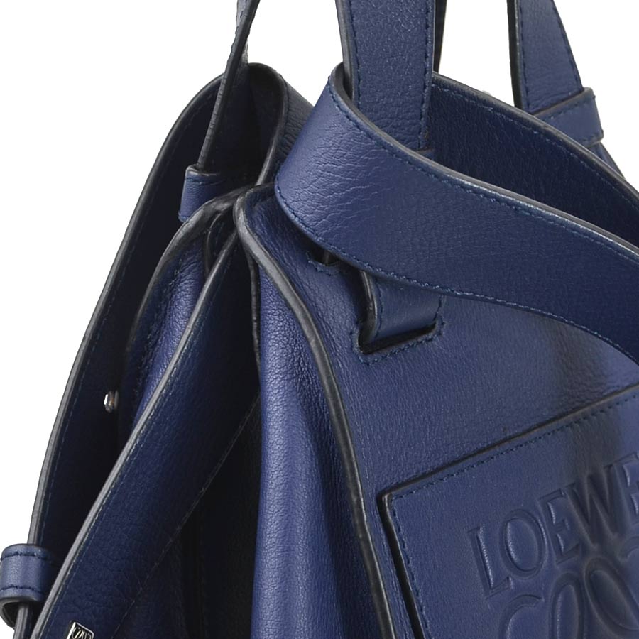 ロエベ LOEWE ハンドバッグ ショルダーバッグ ハンモック レザー ネイビー シルバー レディース e59236g