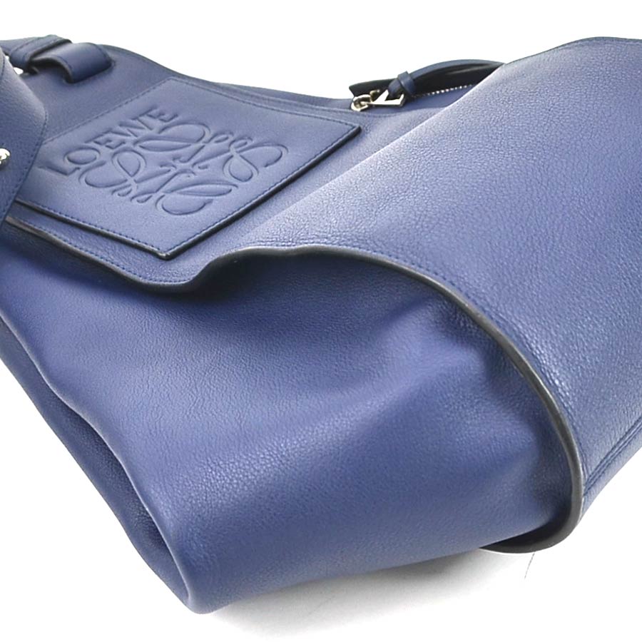 ロエベ LOEWE ハンドバッグ ショルダーバッグ ハンモック レザー ネイビー シルバー レディース e59236g