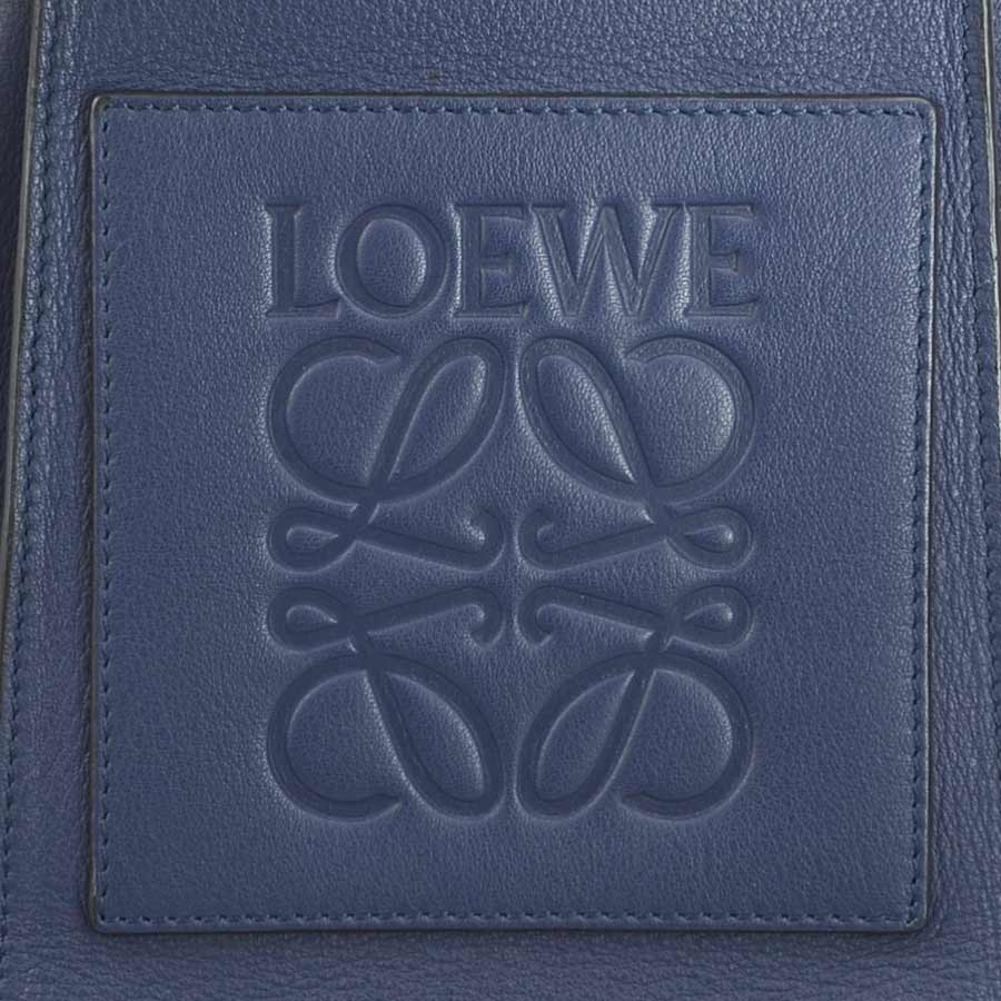 ロエベ LOEWE ハンドバッグ ショルダーバッグ ハンモック レザー ネイビー シルバー レディース e59236g