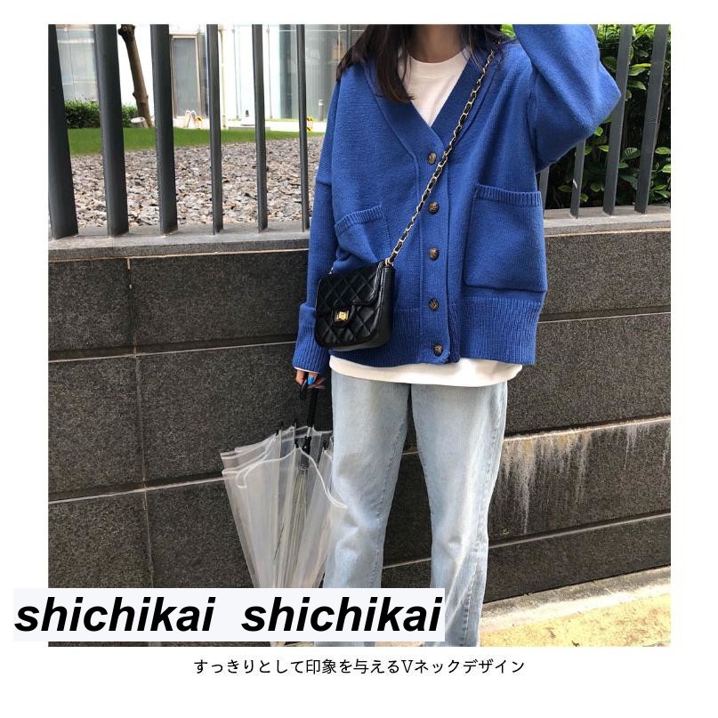 ニットカーディガン レディース カーディガン 長袖 リブニット ニット リブカーディガン Vネック トップス ドロップショルダー 無地 プレゼント