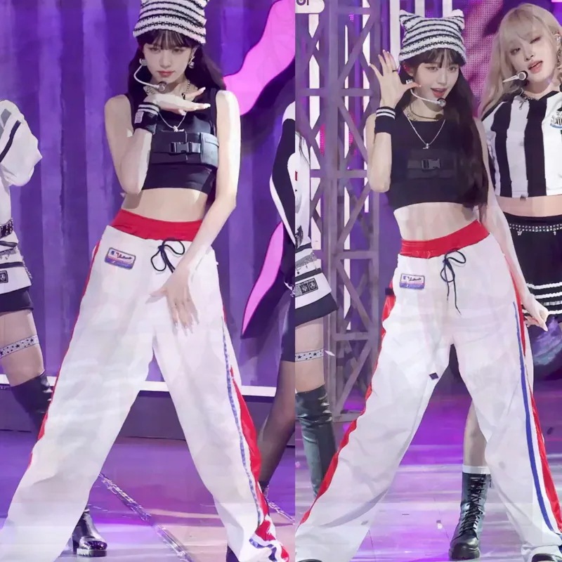 Ive Zhang Yuanying ベストとスウェットパンツスーツ研修生ダンスパフォーマンスジャズパフォーマンス衣装 Ive Zhang Yuanying ベストとスウェットパンツスーツ研修生ダンスパフォーマンスジャズパフォーマンス衣装