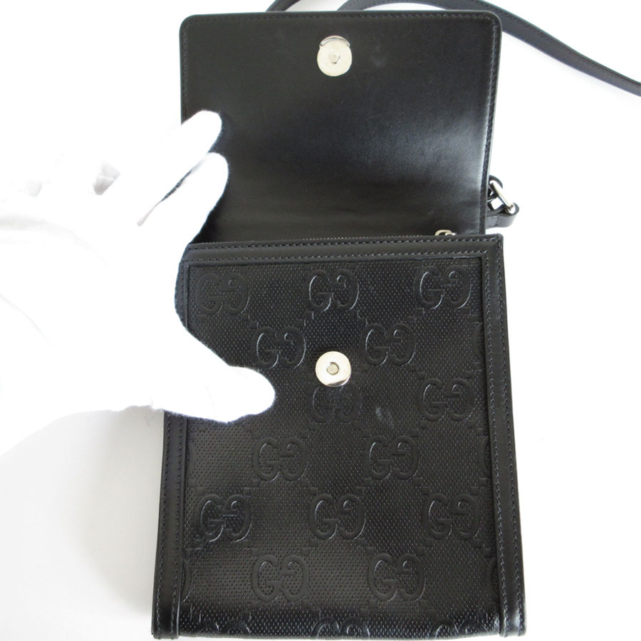 【グッチ】希少モデル　ショルダーバッグ　ブラック　レザー GUCCI 並行輸入 グッチ ショルダーバッグ インターロッキングG 672952