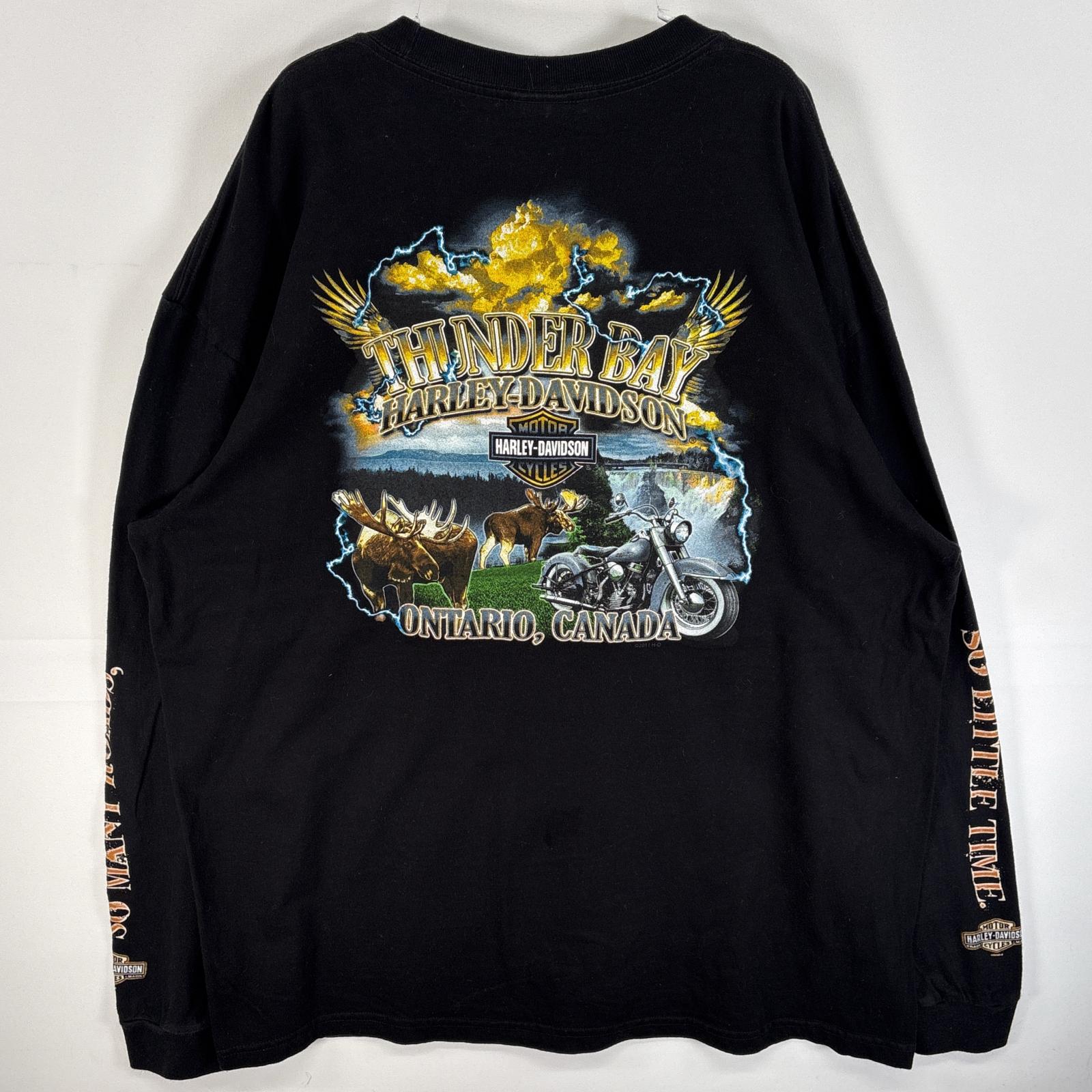 古着 長袖Tシャツ 両ラバープリント 袖プリント 大きいサイズ 2XL ブラック系 メンズ agenciaidee.com