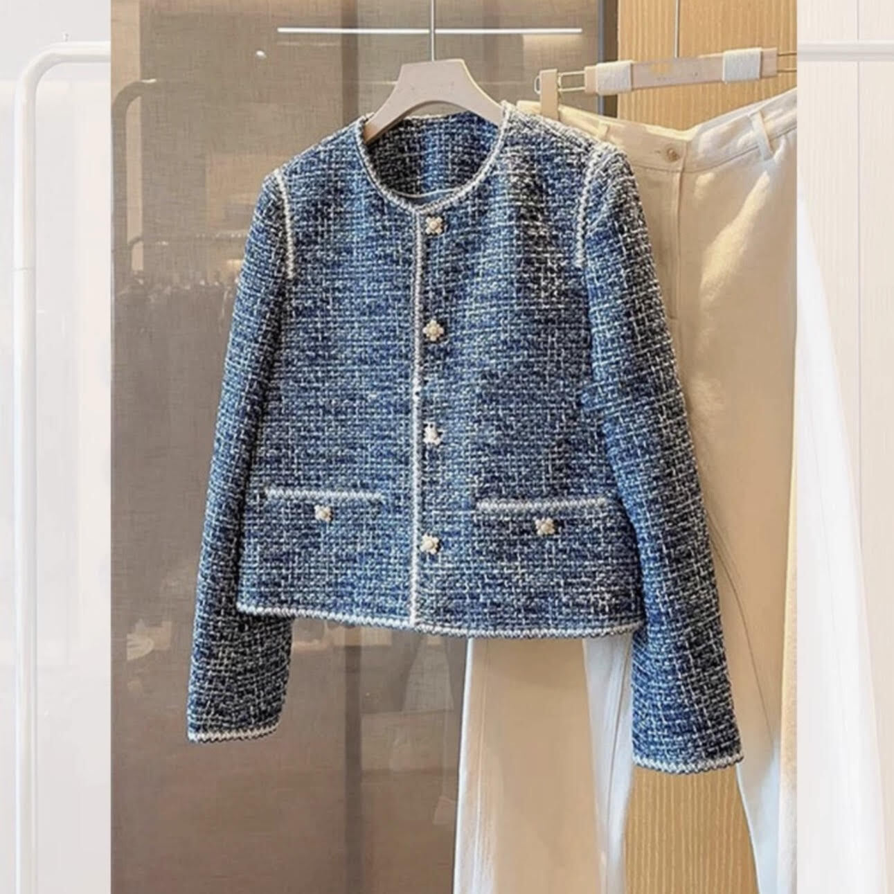 ツイードジャケット ツイード ジャケット ネイビー ニットジャケット ラメ ラメニット 高級 高見え 高見えジャケット 紺 ネイビー 青 ブルー 花柄ボタン オルチャン 韓国 ハイエンド ツイードジャケット ツイード ジャケット ネイビー ニットジャケット ラメ ラメニット 高級 高見え 高見えジャケット 紺 ネイビー 青 ブルー 花柄ボタン オルチャン 韓国 ハイエンド