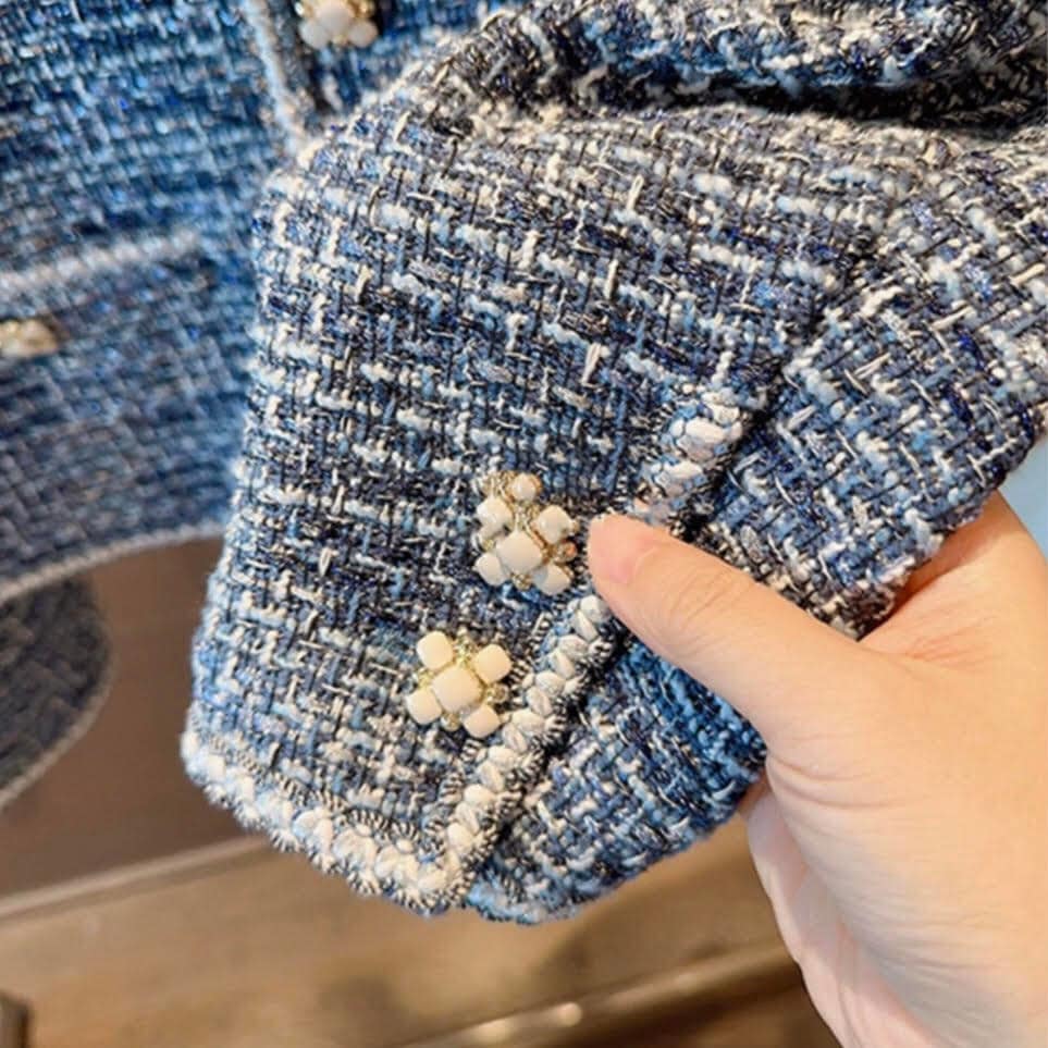 ツイードジャケット ツイード ジャケット ネイビー ニットジャケット ラメ ラメニット 高級 高見え 高見えジャケット 紺 ネイビー 青 ブルー 花柄ボタン オルチャン 韓国 ハイエンド ツイードジャケット ツイード ジャケット ネイビー ニットジャケット ラメ ラメニット 高級 高見え 高見えジャケット 紺 ネイビー 青 ブルー 花柄ボタン オルチャン 韓国 ハイエンド