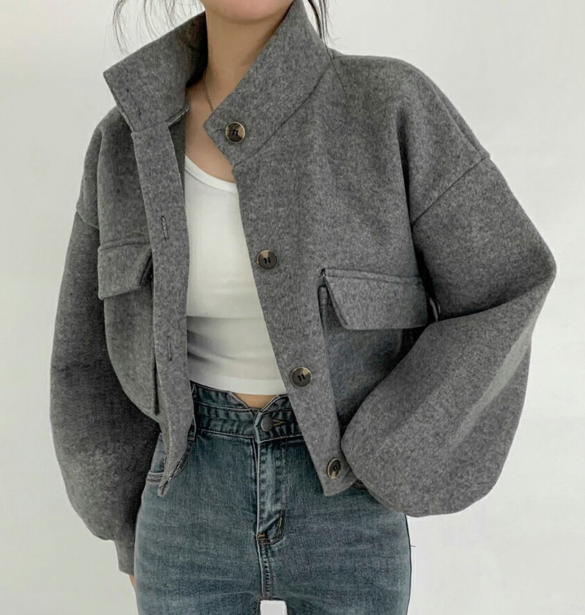 [メガ割りSALE]ハイネックフラップポケットジャケット・p345039