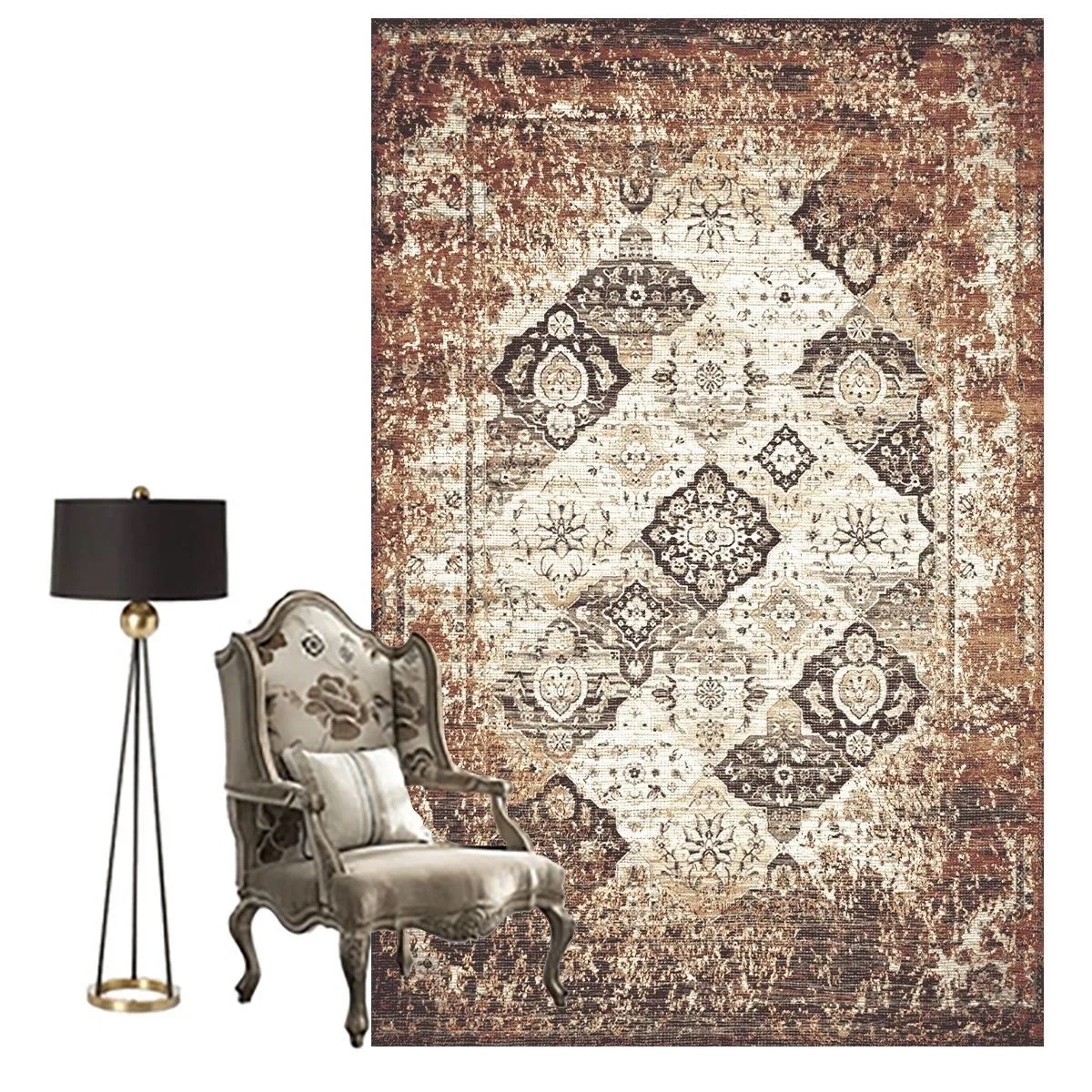 カーペット フラワー じゅうたん ペルシャ絨毯風 160*230 ラグ モダン 絨毯 ラグマット 花柄 北欧風 敷物 おしゃれ フロアマット カーペット フラワー じゅうたん ペルシャ絨毯風 160*230 ラグ モダン 絨毯 ラグマット 花柄 北欧風 敷物 おしゃれ フロアマット