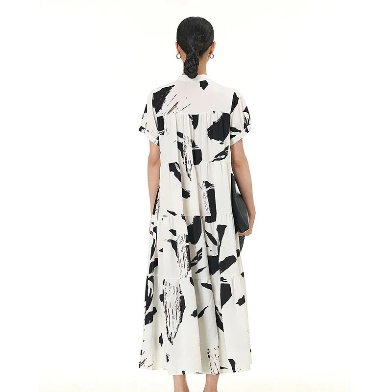 スプライシング/半袖/ケーキドレス/2025/新作/大きいサイズ/レディース/ゆったり/薄手/ワンピース/レディースドレス 付きインナー カップ スプライシング/半袖/ケーキドレス/2025/新作/大きいサイズ/レディース/ゆったり/薄手/ワンピース/レディースドレス 付きインナー カップ