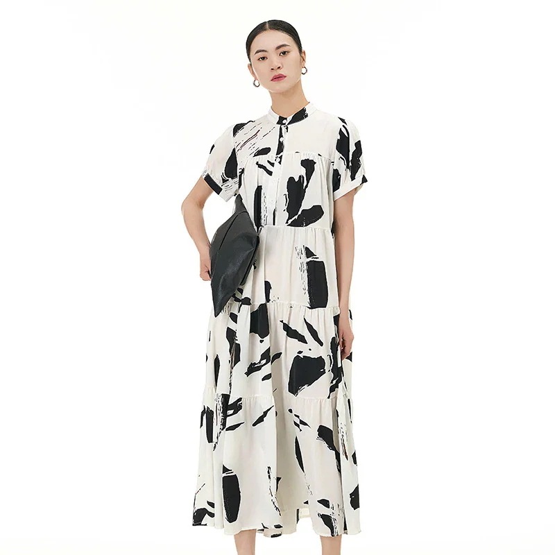 スプライシング/半袖/ケーキドレス/2025/新作/大きいサイズ/レディース/ゆったり/薄手/ワンピース/レディースドレス 付きインナー カップ スプライシング/半袖/ケーキドレス/2025/新作/大きいサイズ/レディース/ゆったり/薄手/ワンピース/レディースドレス 付きインナー カップ