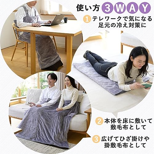 [山善] 電気毛布 着る毛布 着るこたつ メンズ レディース 丸洗い可能 くるみケット ダニ退治機能 室温センサー タイマー付 オートオフ機能 ひざ掛け 掛毛布 敷毛布 YAPP-401AC(LV)