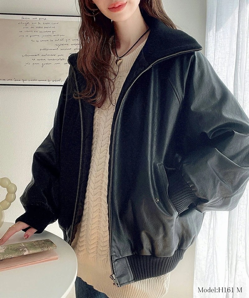 javaジャバコラボ トップス アウター レディース リブタートル フェイクレザー ジャケット 男女兼用 ユニセックス メンズ ゆったり ビッグシルエット レイヤード ロングシーズン 大きいサイズ javaジャバコラボ トップス アウター レディース リブタートル フェイクレザー ジャケット 男女兼用 ユニセックス メンズ ゆったり ビッグシルエット レイヤード ロングシーズン 大きいサイズ