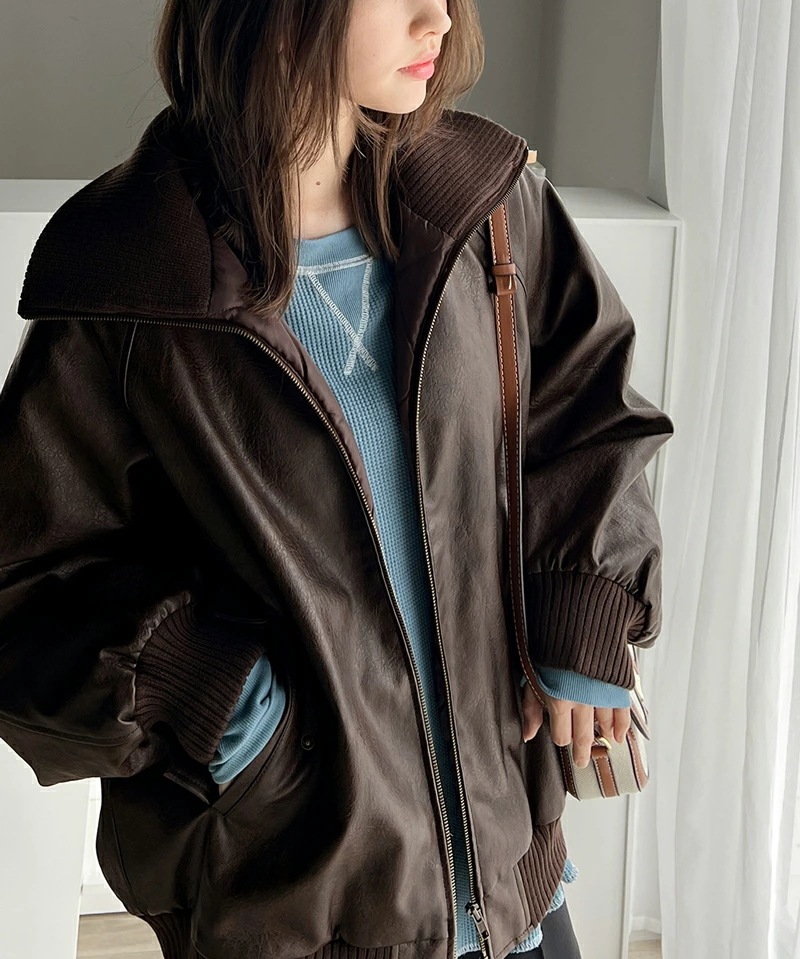 javaジャバコラボ トップス アウター レディース リブタートル フェイクレザー ジャケット 男女兼用 ユニセックス メンズ ゆったり ビッグシルエット レイヤード ロングシーズン 大きいサイズ javaジャバコラボ トップス アウター レディース リブタートル フェイクレザー ジャケット 男女兼用 ユニセックス メンズ ゆったり ビッグシルエット レイヤード ロングシーズン 大きいサイズ