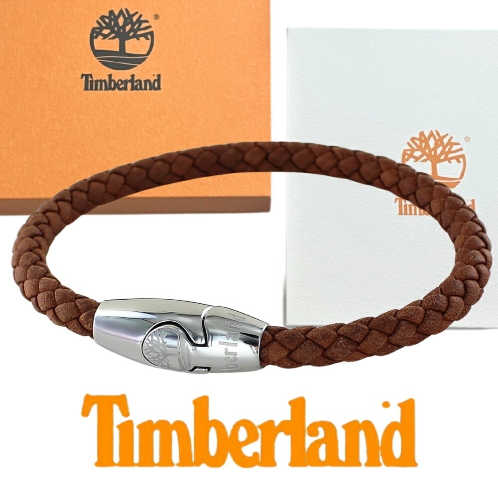 正規品 ティンバーランド ブレスレット メンズ 父の日 編み込みレザー ブラウン シルバー金具 おしゃれ ブランドアクセサリー プレゼント ギフト 男性 彼氏 学生 社会人 TDAGB0001703